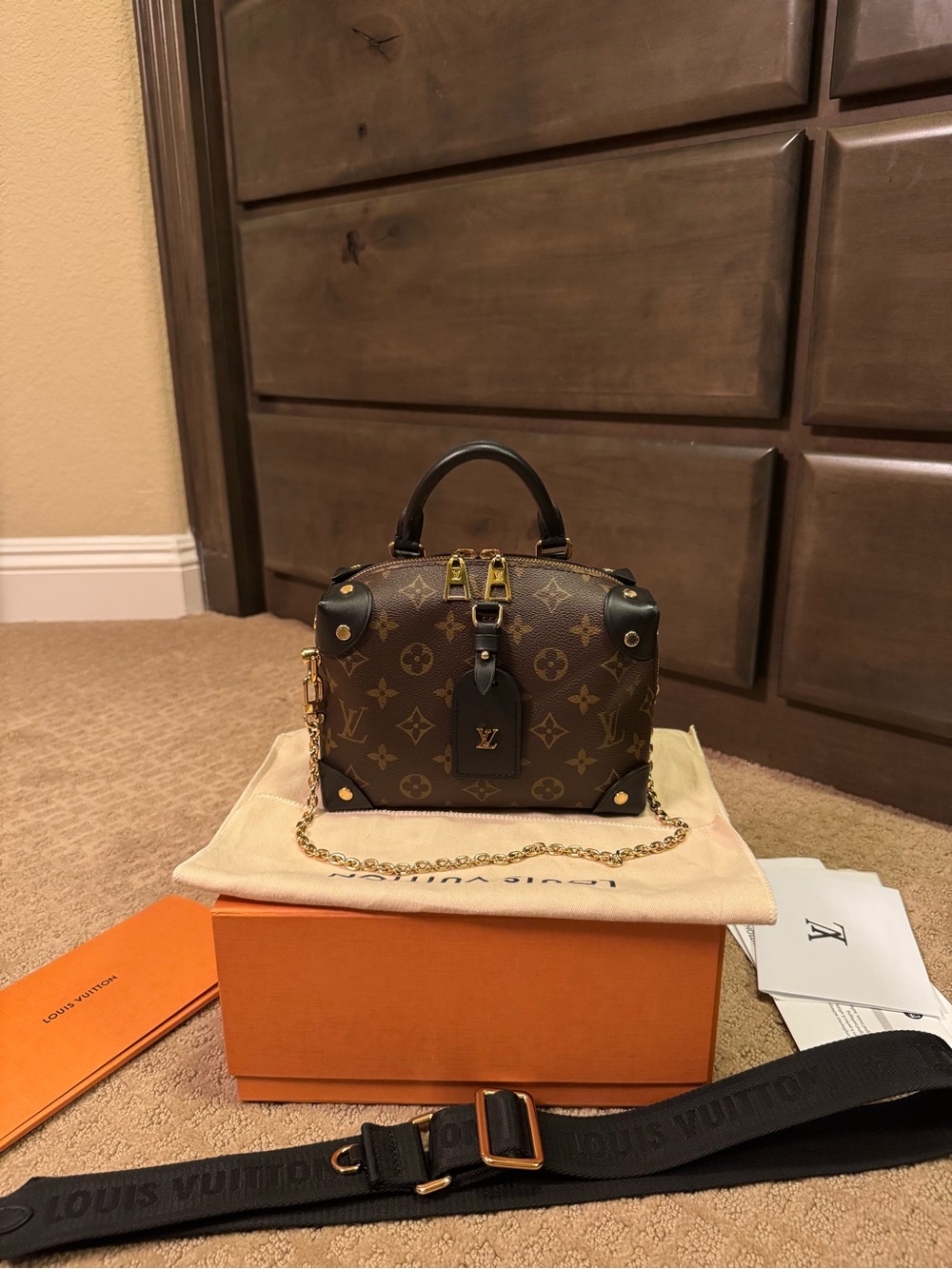 Louis Vuitton Monogram Petite Malle Souple Brown & Black (Gold Hardware) - Picture 11 of 15